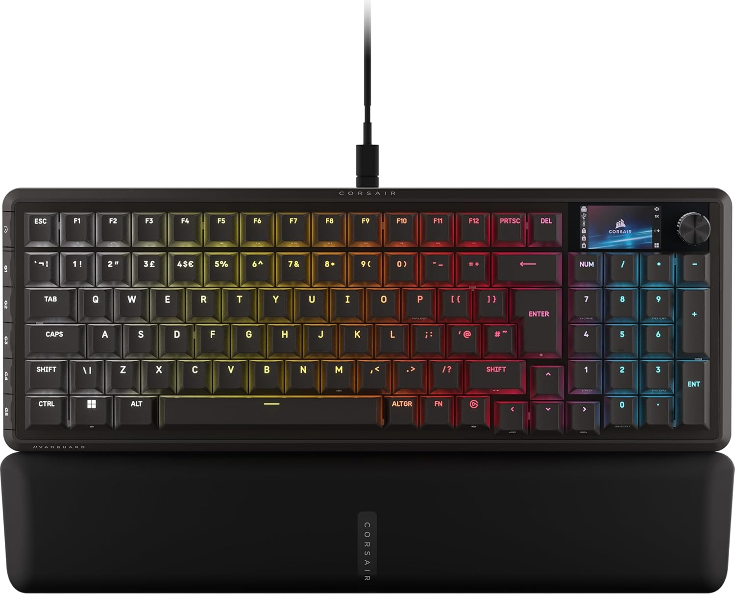 CORSAIR Vanguard 96 Wired Mechanical Gaming Keyboard &ndash; 96% Layout, MLX Fusion Tactile Switches, 8000Hz Polling, LCD Display, Virtual Stream Deck, G-Keys, SOCD Flashtap, QWERTY US &ndash; Black image number 3