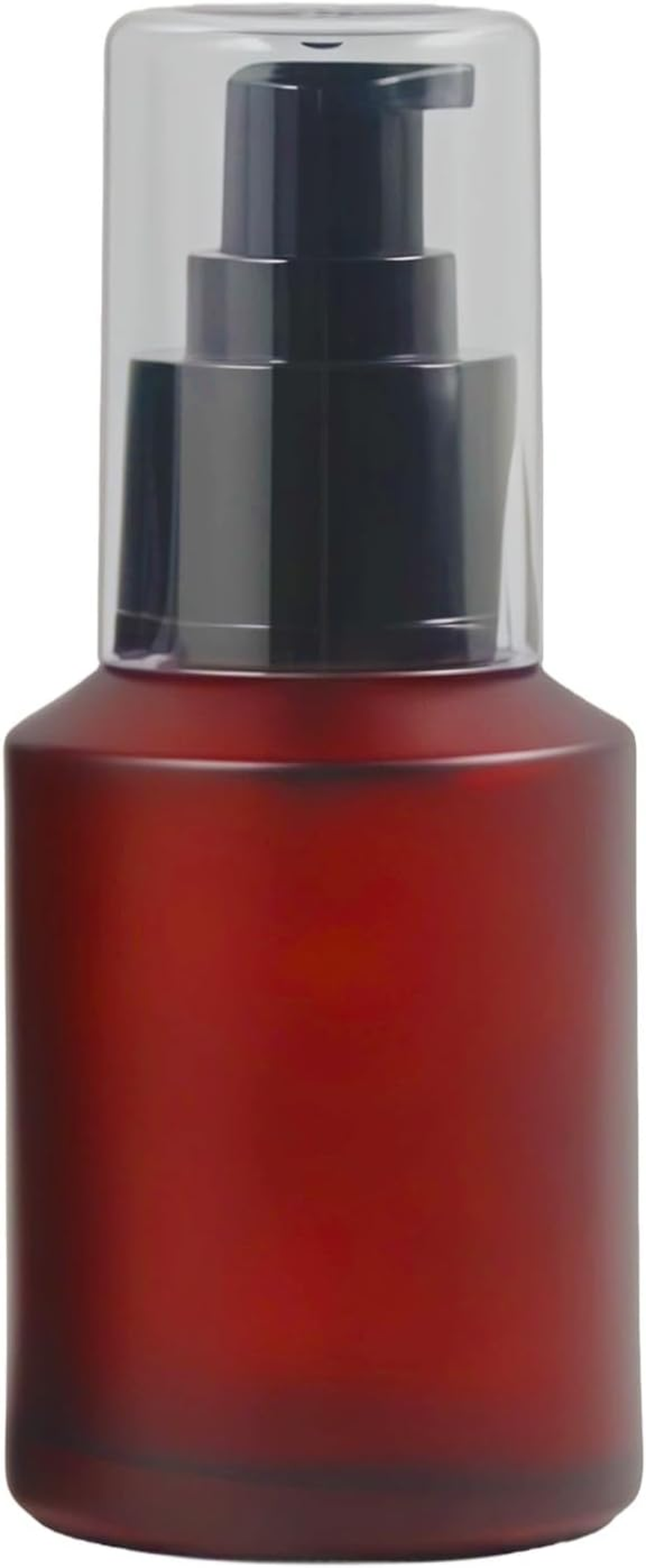 1PCS 60Ml/2Oz Empty Refill Frosted Rose Red Glass Cream Lotion Pump Bottle Cosmetic Makeup Emulsion Toiletries Liquid Storage Holder Travel Packing Container with Clear Dust Cap (60Ml Rose Red)