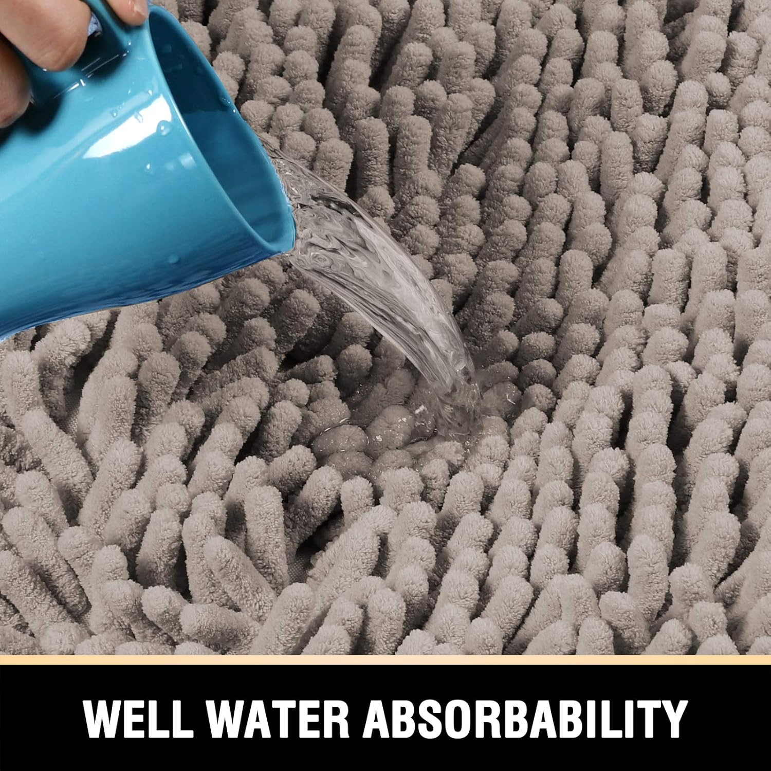 Princedeco 2-Piece Bathroom Rugs Set Non-Slip Bath Mat Soft Cozy Shaggy Thick Chenille Bath Rugs for Bathroom Plush Rugs for Bathtubs Water Absorbent- (50Cm X 81Cm / 43Cm X 61Cm), Taupe image number 1