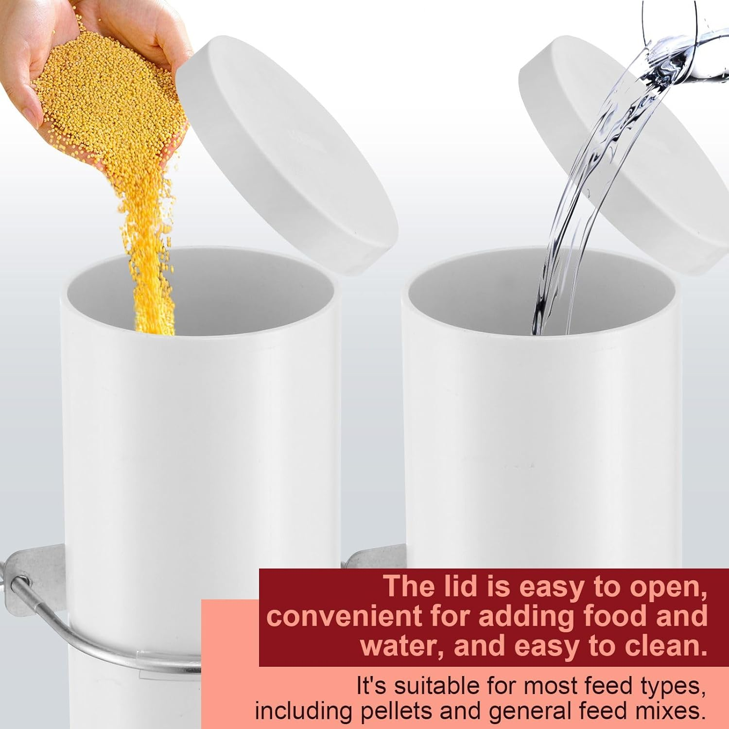 Pet Scene 4L Chicken Feeder Water Set Dispenser Automatic Waterer Poultry Food Drinker Auto Chick Chook Duck Hen Feeding Drinking Cup Bowl PVC Pipe Coop Fence image number 6