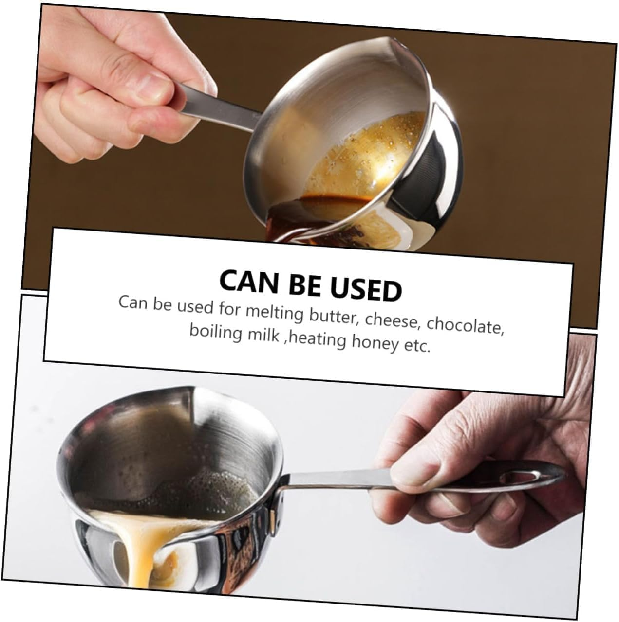 Stainless Steel Butter Warmer Measuring Pan,Sauce Pan,Butter Warmer,Butter Melting Pot,All in One Flat Bottom,Stainless Steel Butter Hot Pot (Silver, One Size) image number 2