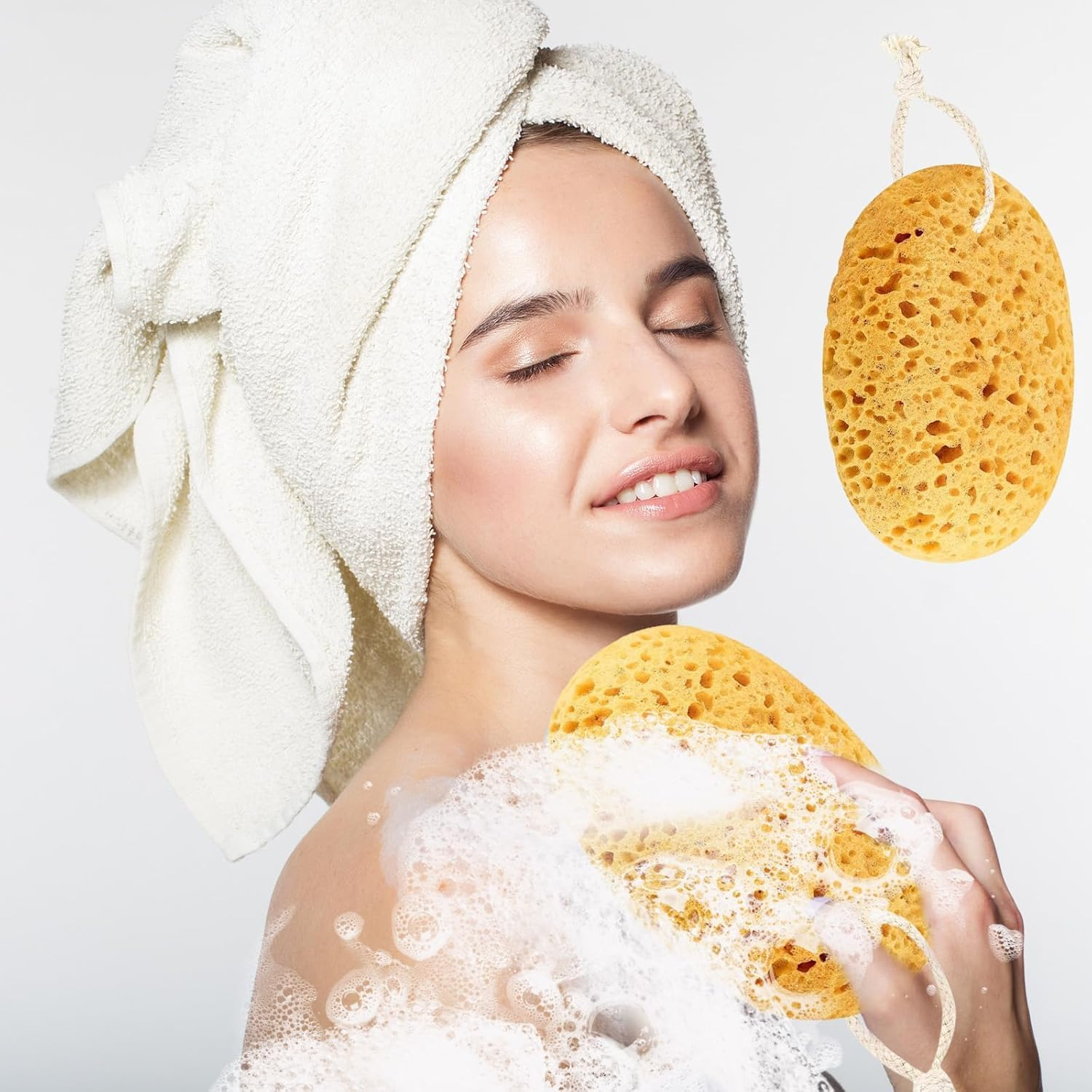 Body Bath Sponge for Adults, 2Pcs Large Shower Sponge for Women Men, Soft Honeycomb Natural Spon-Ge, Exfoliating Deep Cleaning Bathroom Bathing Body Sponges for Sensitive Skin image number 2