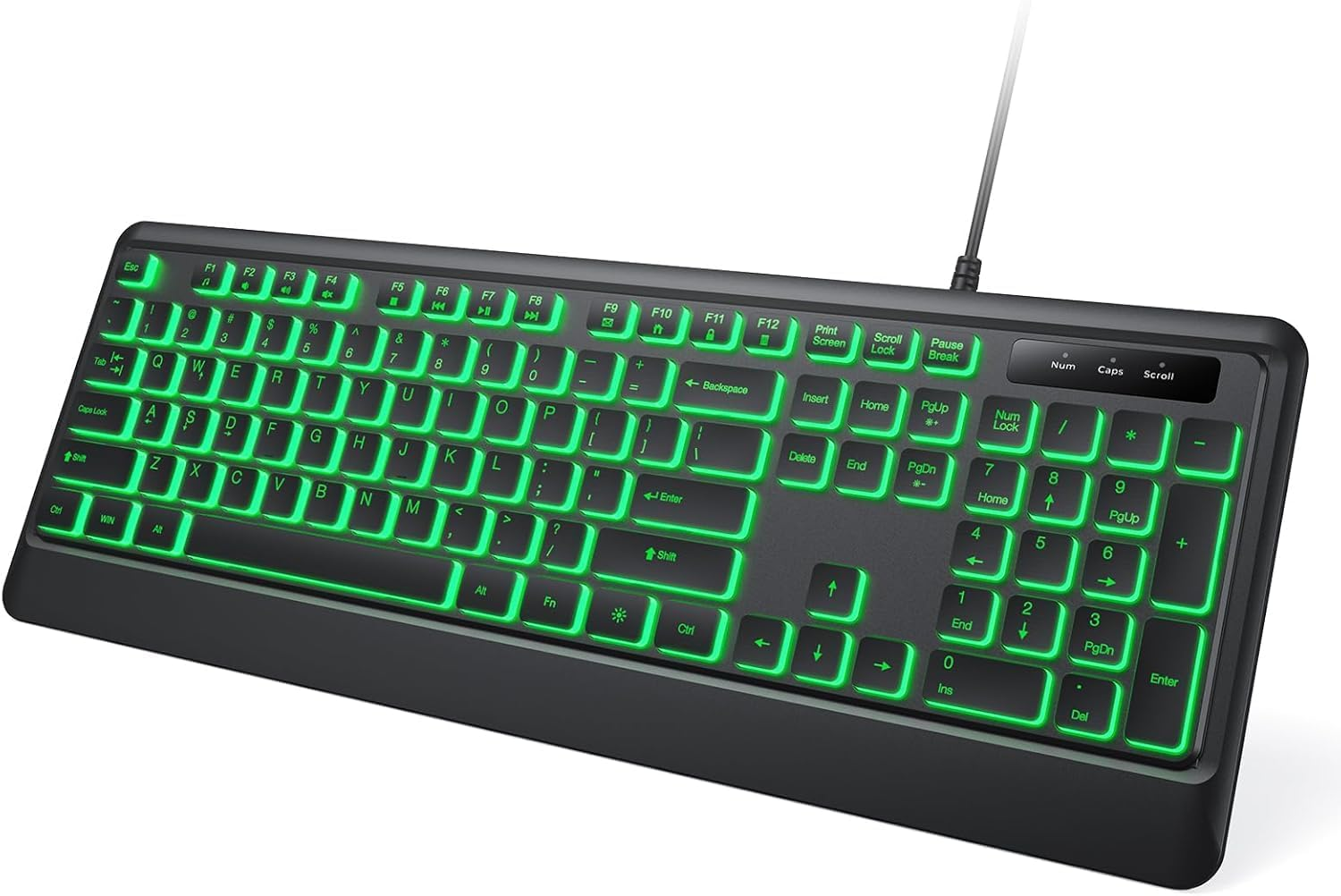 BERGUF Backlit Computer Keyboards, Wired USB LED Keyboard with 7 Colors Backlight, Plug and Play, Waterproof, Full Size Quiet Computer Keyboard for Windows Desktop, PC, Laptop, Gaming (Medium) image number 6