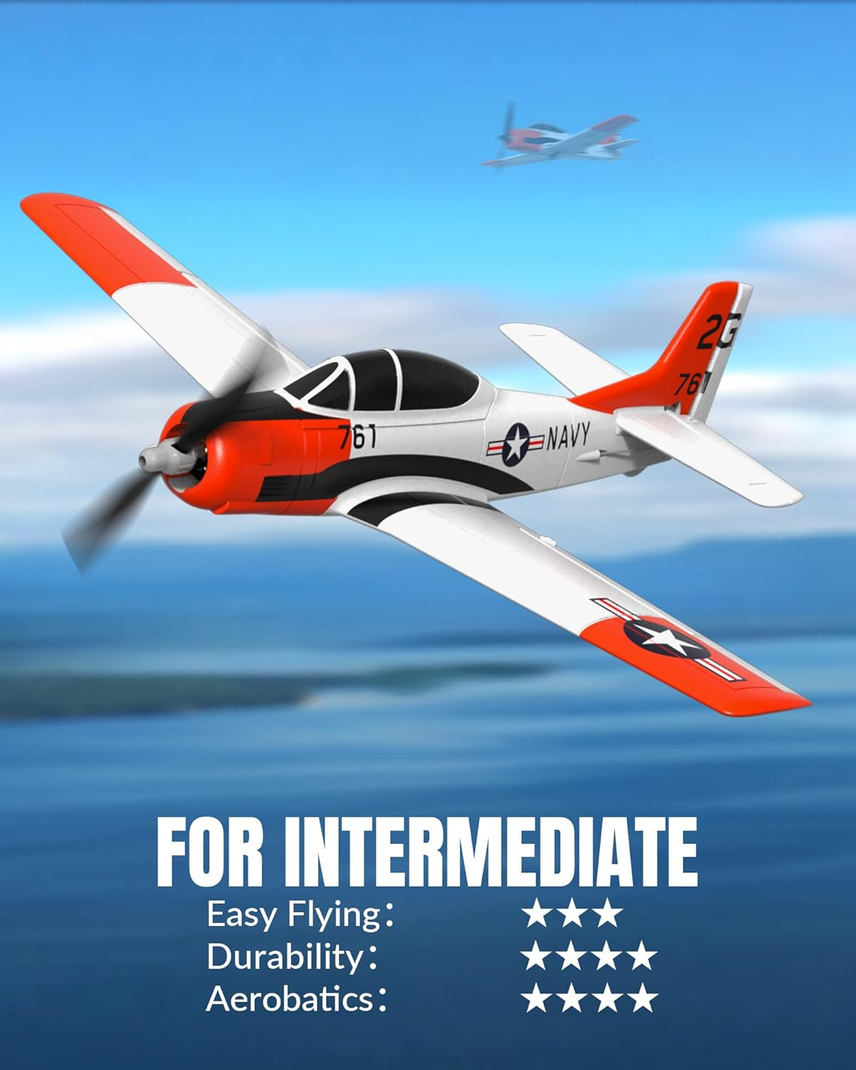 VOLANTEXRC Remote Control Airplane 2.4Ghz 4CH with Aileron T28 Trojan Parkflyer RC Plane Ready to Fly with Xpilot Stabilization System, One-Key Aerobatic Perfect for Beginner (761-9 RTF) image number 1