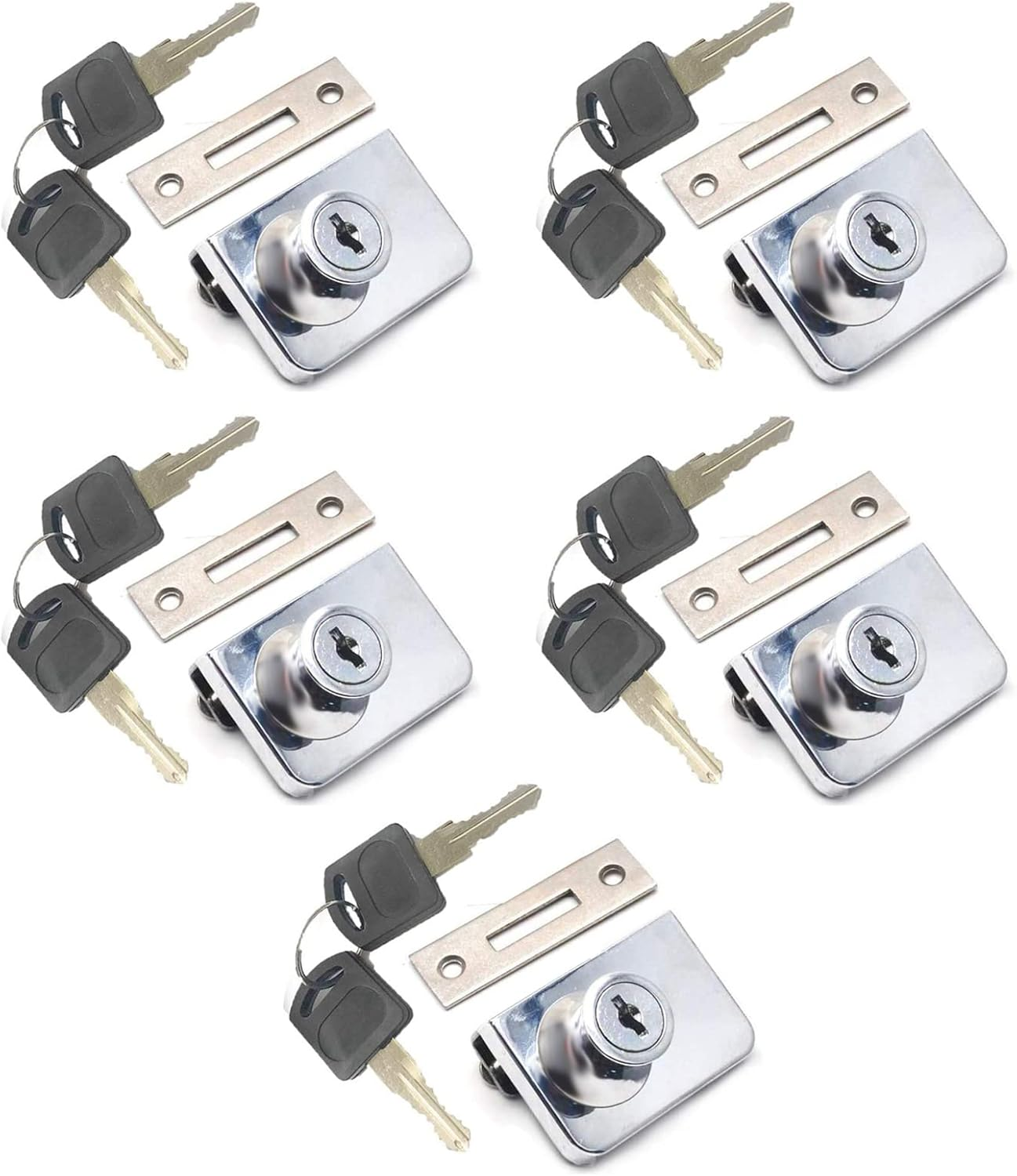 5Pcs Glass Cabinet Lock for IKEA with the Same 10 Keys Glass Window Lock Single Swing Glass Cabinet Showcase Door Lock Chrome Plated image number 1