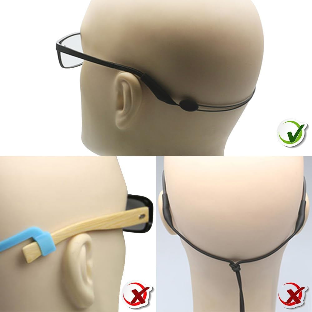 2Pack Adjustable Eyewear Retainer, Maxin 16 Inches No Tail Sunglass Straps, Sunglasses Holder,Sunglasses Retainer (Black) image number 4