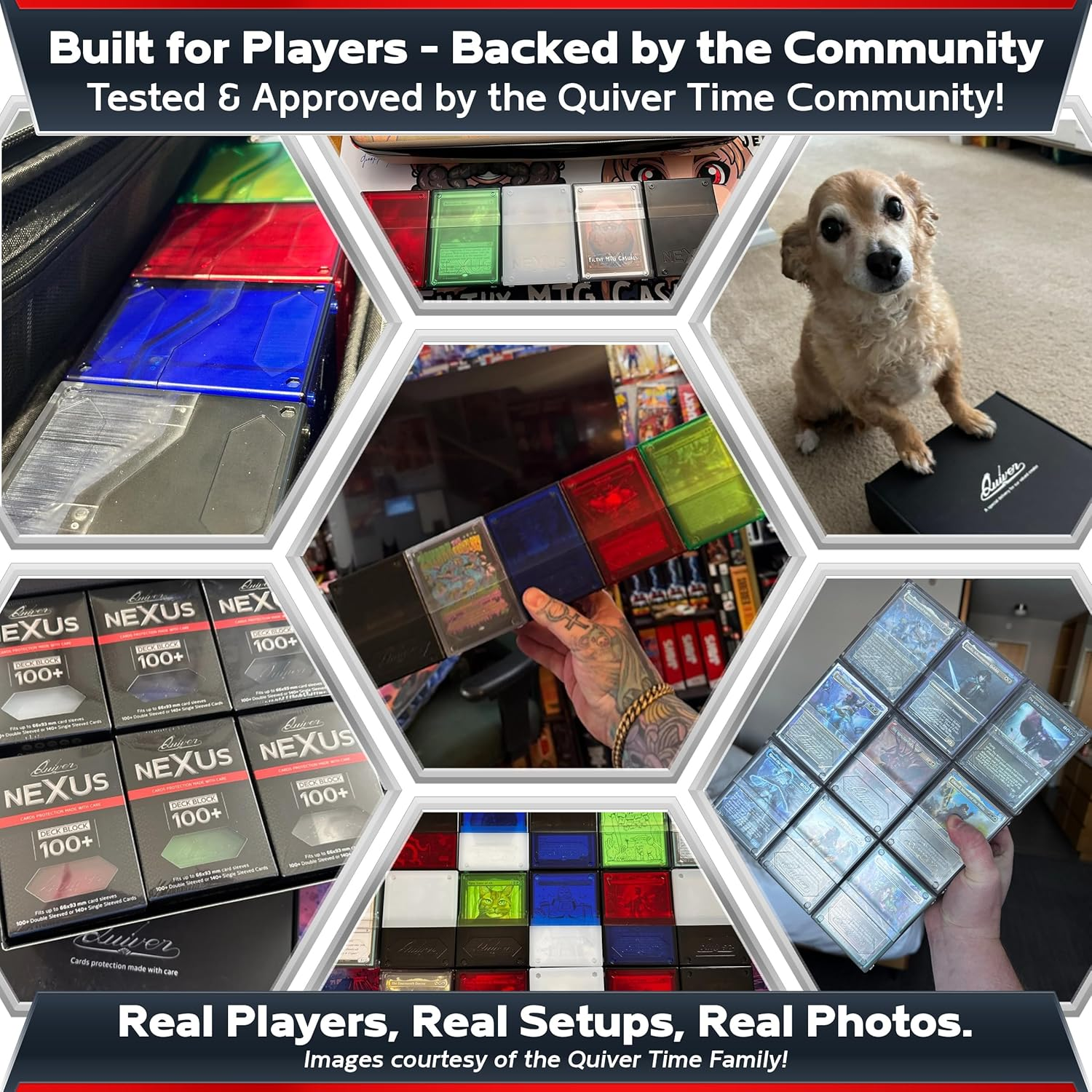 Quiver Time 360&deg; Modular Nexus Deckblock - Durable Stackable MTG Deck Box for Commander Fits 100+ Cards | Stylish 100 Card Deck Box MTG | Interchangeable TCG Decks Boxes (1 Pcs, Clear) image number 3