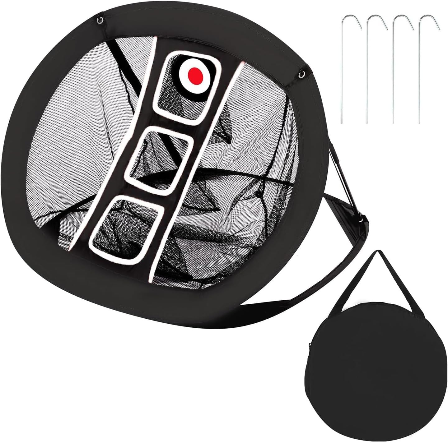 Foldable Golf Chipping Practice Net, with 4 Ground Stakes and Storage Bag