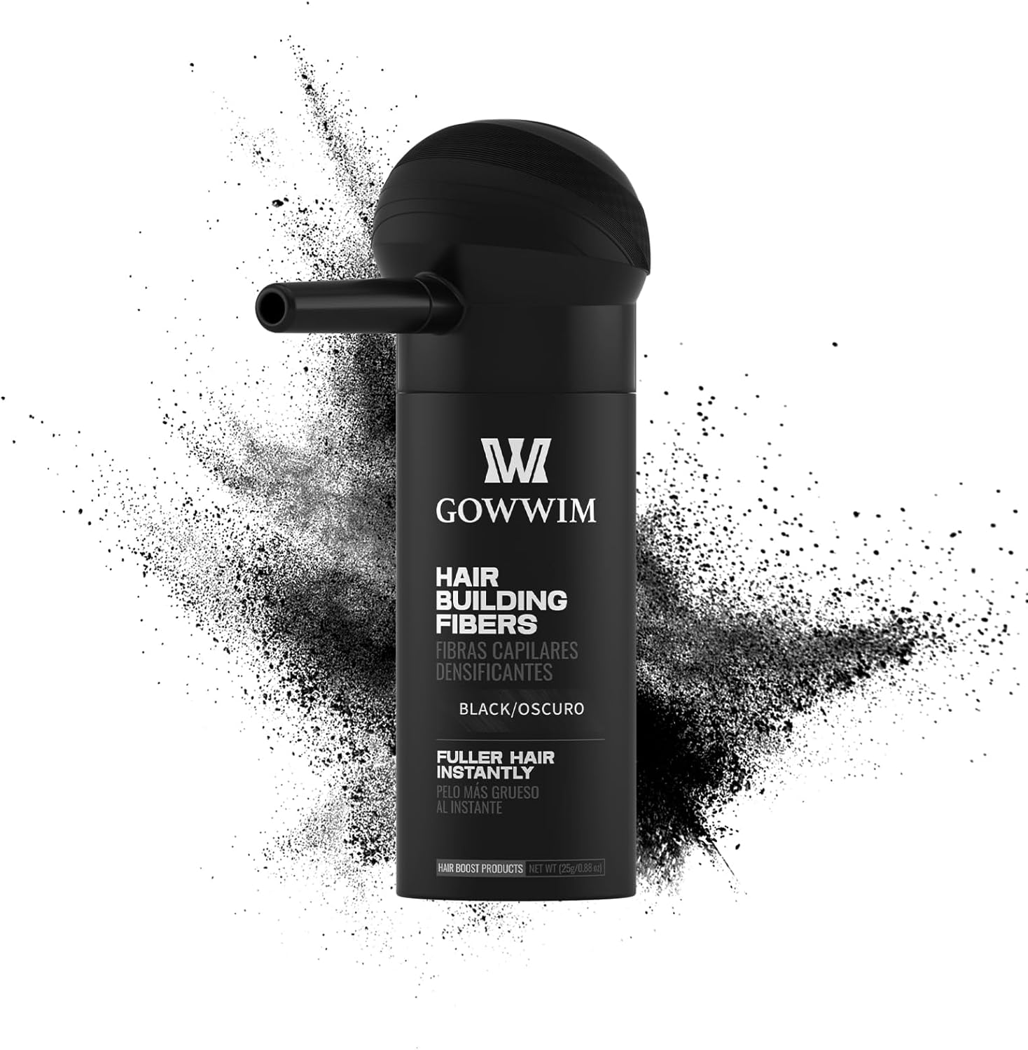 Gowwim Hair Thickening Fibers Best 2-In-1 Kit Set,Keratin Hair Building Fibers & Spray Application Atomizador Pump Nozzle & Hair Fiber Lock Hold Spray,Instantly Cover Sparse Hair Areas (Mid Brown)