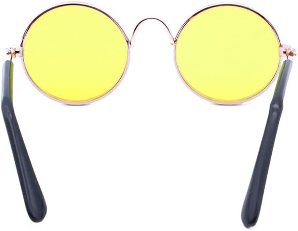 Fashion Glasses Pet Sunglasses, 2 PCS Fashion Dog Retro round Sunglasses for Cute Dog Cat Cosplay Party Pet Store Photography Props Vintage Accessories