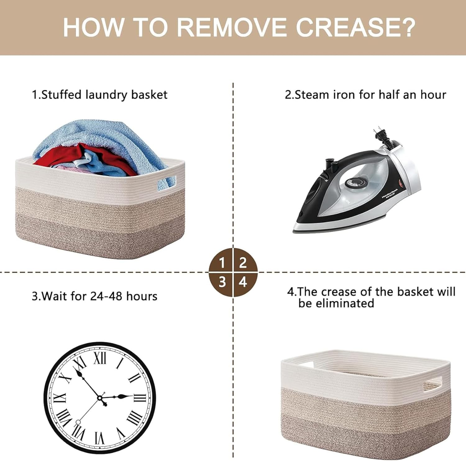 Woven Cotton Rope Laundry Storage Basket with Handles, round Hamper for Pillow, Clothes, Blanket,Toys, 55*43*30Cm Gradient Yellow image number 2