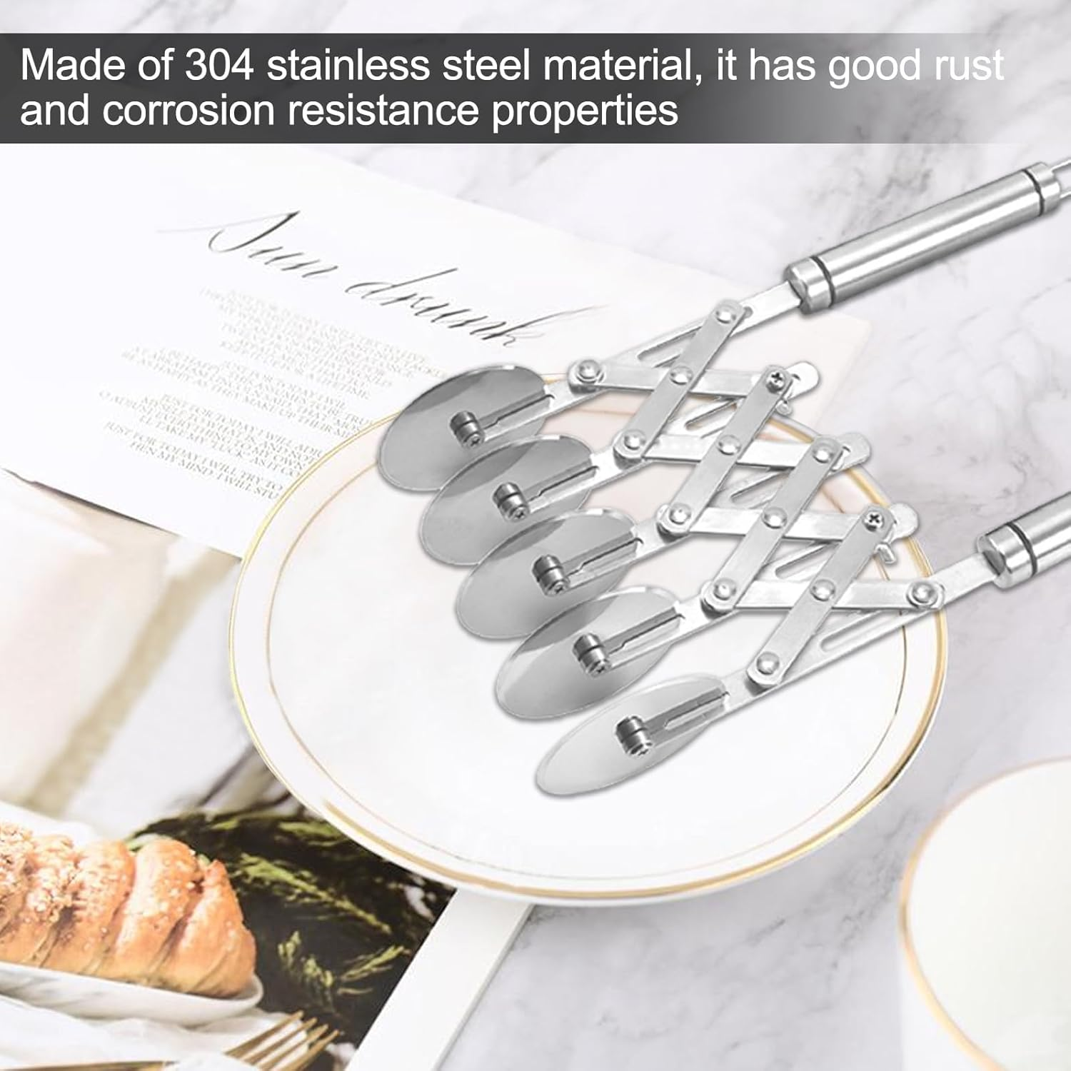 Cozioz 5-Wheel Stainless Steel Pastry Cutter, Multi-Functional Dough, Pizza, and Cookie Divider with Comfortable Handle