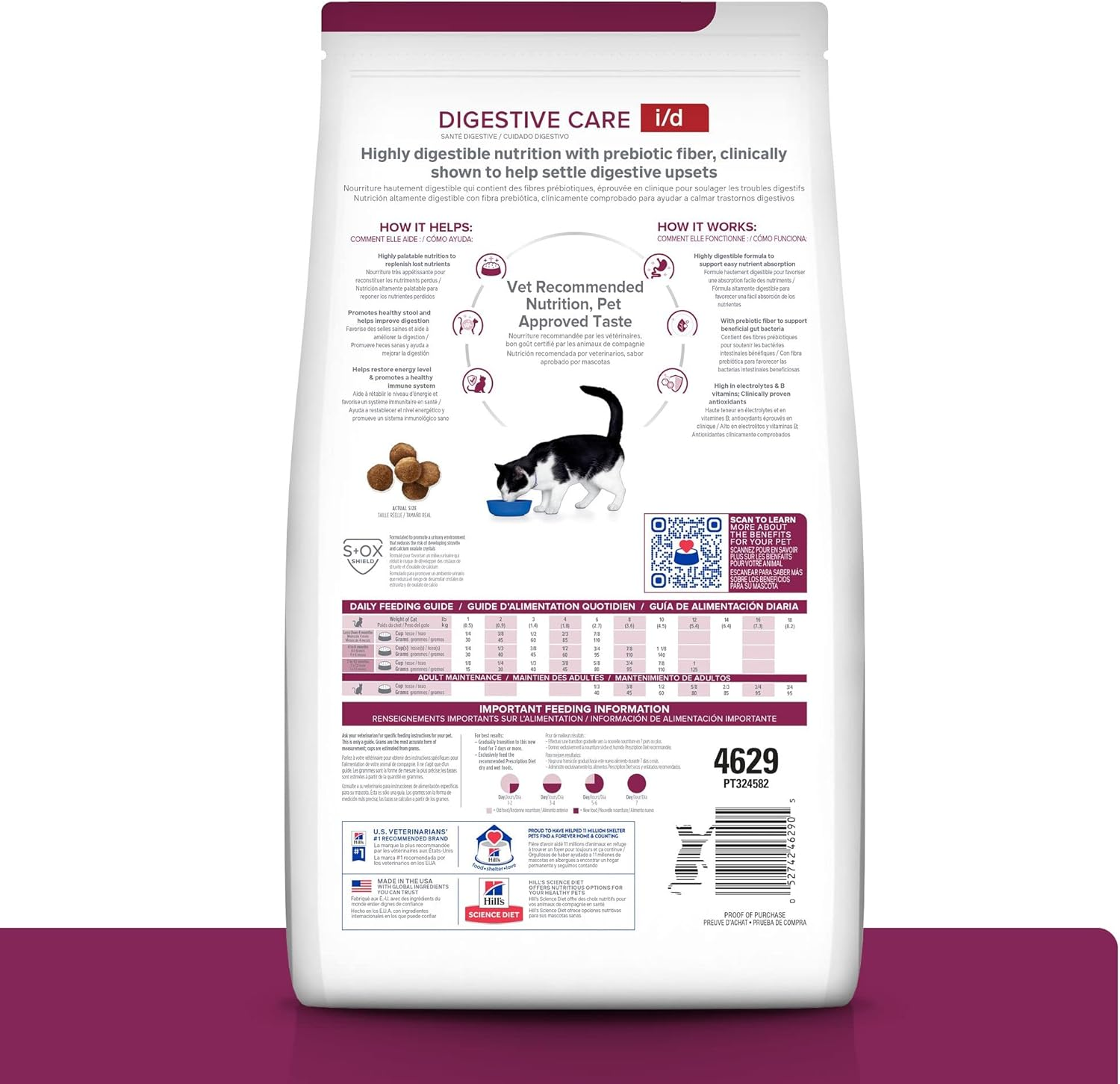 Hills Diet I/D Feline Gastrointestinal Health Cat Food 4Lb B