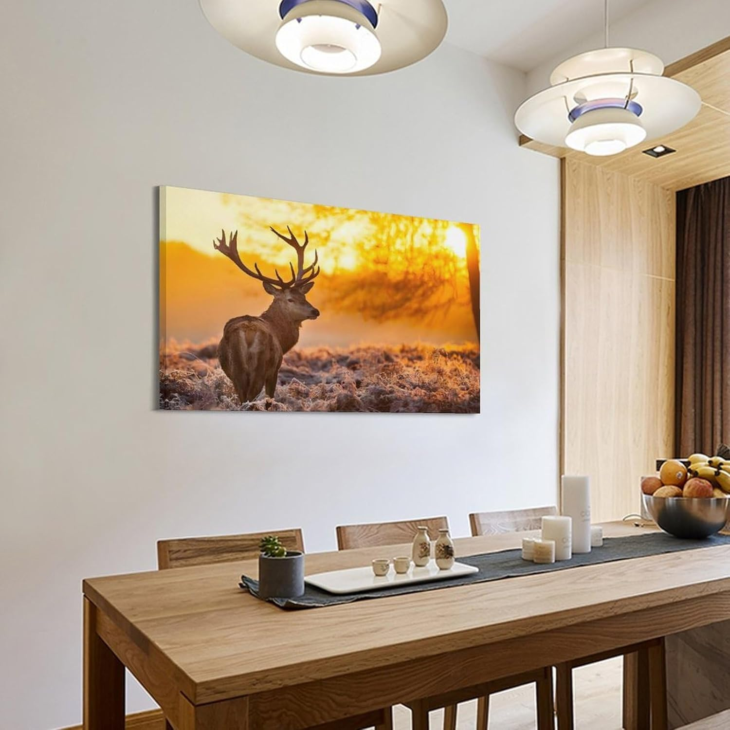 Deer Poster Canvas Painting Wall Art Picture Home Decor Print for Bedroom Living Room Dorm Study Bar Office 16X24Inch(40X60Cm) Frame-Style image number 2