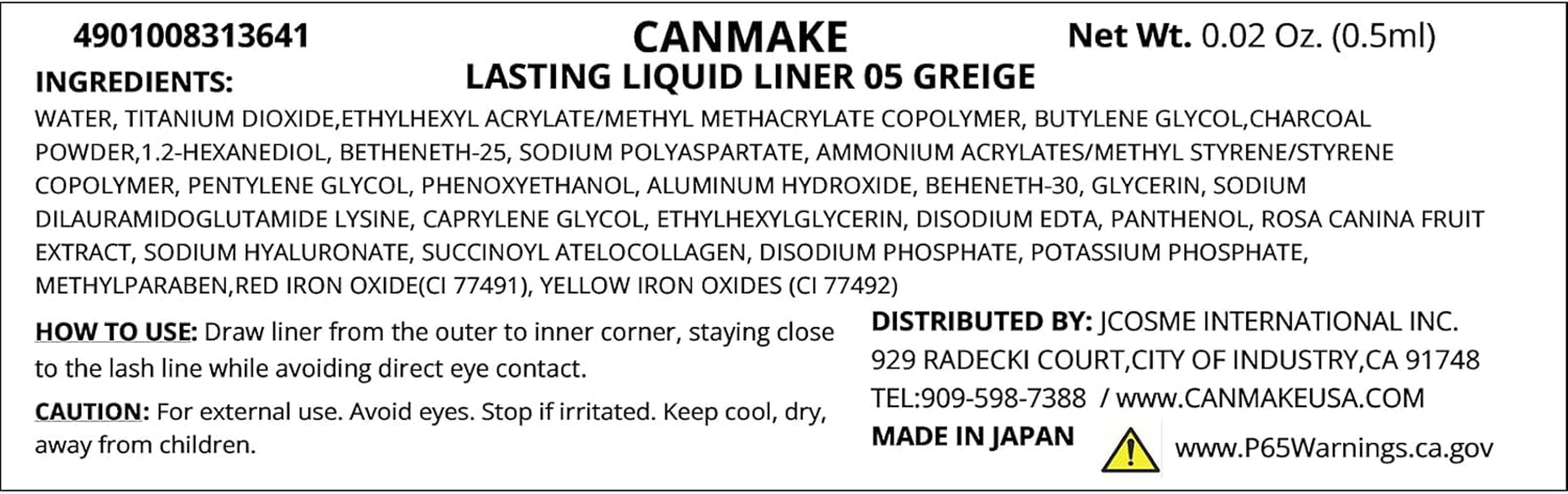 Canmake Lasting Liquid Liner, Cream, 05, Greige, 1 Piece (X1) - Bitter Chocolate Brown image number 2