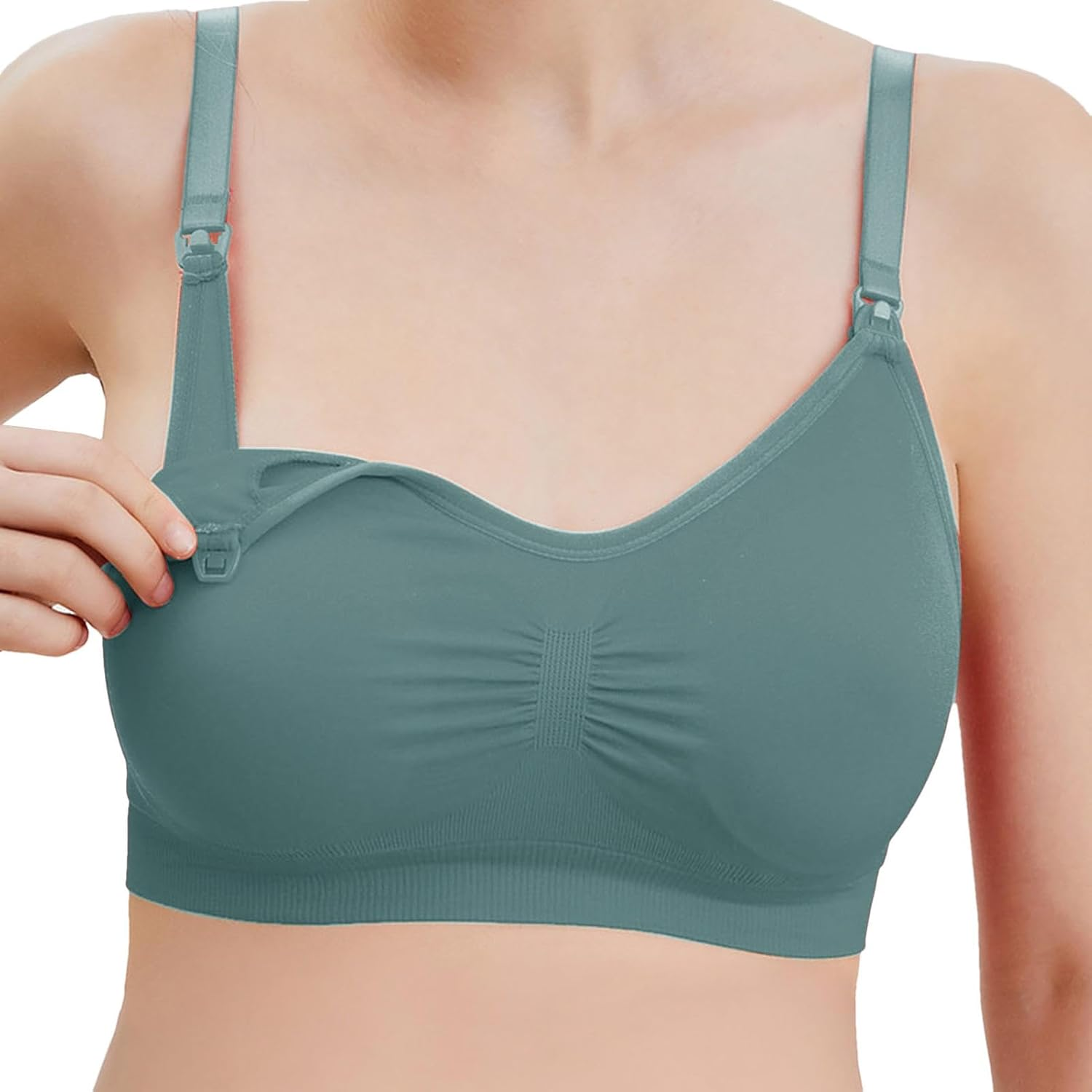 Seamless Nursing Bra,Elastic Breathable Nursing Bras - Full Coverage Comfortable Maternity Bra Breastfeeding Bra for Daily Wear - Blackaf image number 4