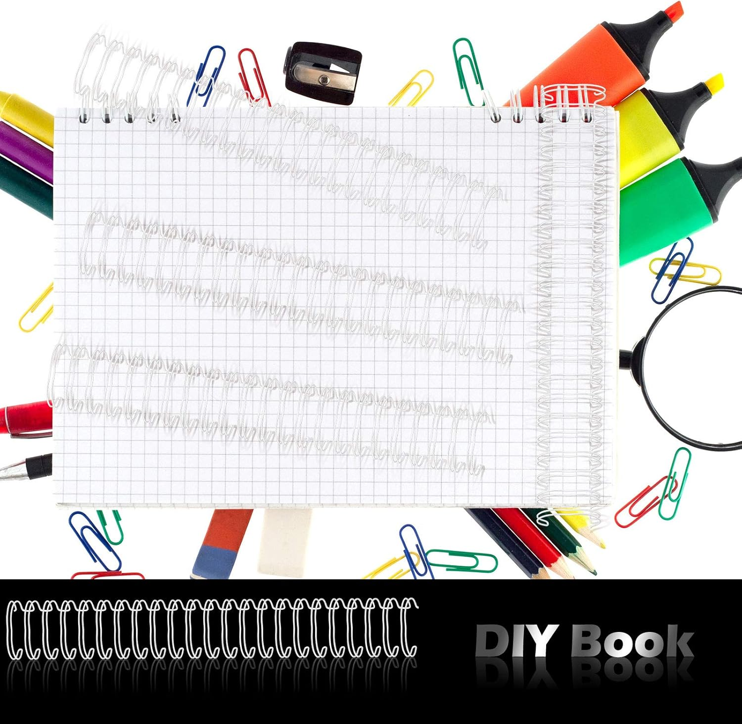 Zonon 6 Pieces Binding Wire Twin Loop Spines Double Loop Binding Wire 1 Inch Cinch Diameter 23 Holes for Teacher Student Document Notebook Making(White) image number 3