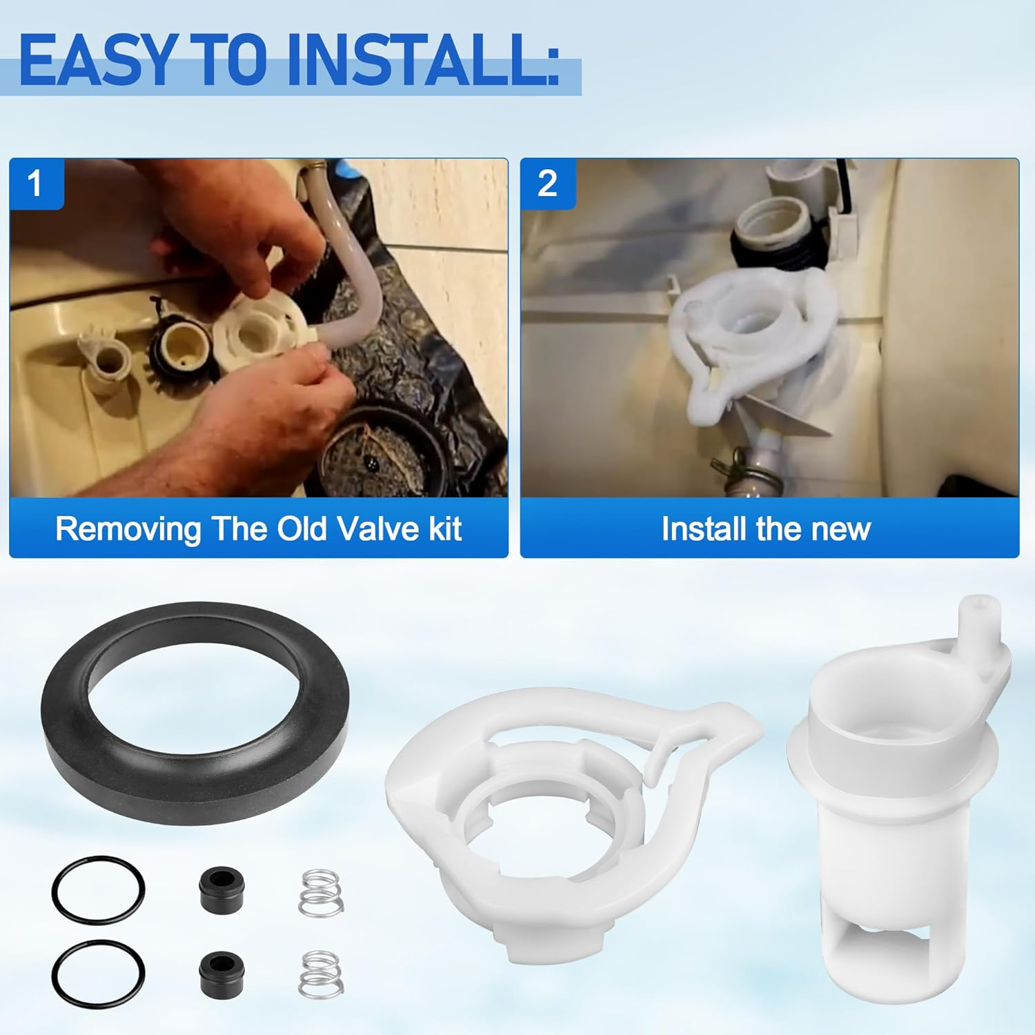 42049 Water Valve Style II Kit for Thetford Aqua Magic Style II Toilets, RV Toilet Flush Valve Kit Replacement Style II Permanent Toilets, Rv Toilet Parts for Thetford with Closet Flange Seal image number 5