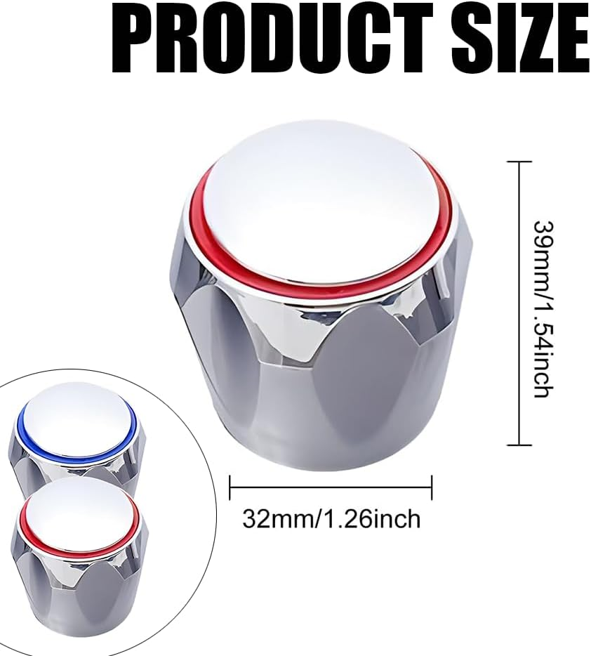 Faucet Handle Replacement Set, 2-Piece Hot and Cold Water Knobs, Kitchen and Bathroom Tap Controls image number 3