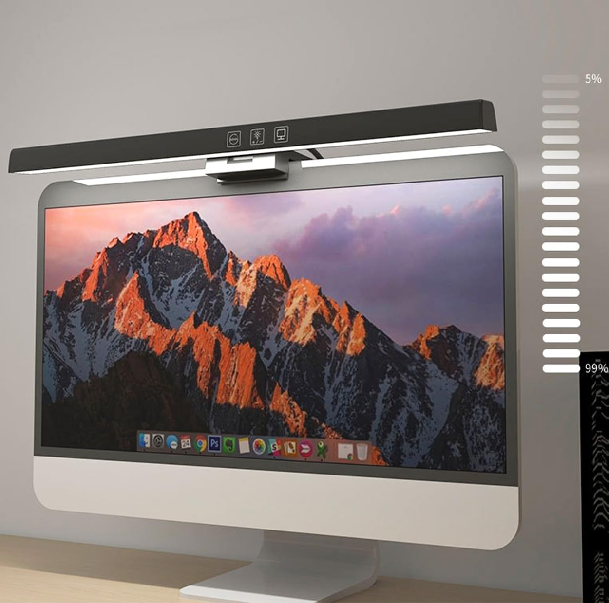 Meichoon Computer Display Light Bar USB Reading Desk Lamp Screen Eye Protection 3 Light Modes Adjust the Brightness Touch Switch LE11 White - White image number 6