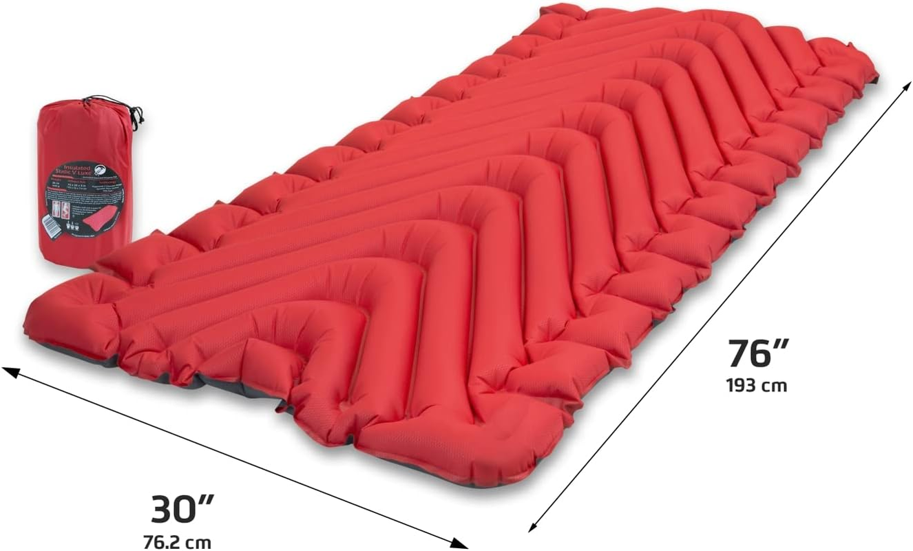 Klymit Insulated Static V Luxe Sleeping Pad, Red image number 3