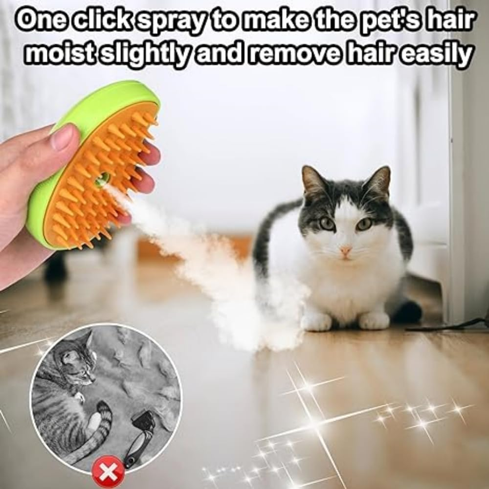 Dog Cat Brush Steam 3 in 1 Massage Comb Spray Cat Brush for Dogs Long/Short Hair with USB Charger with Water Tank Brush for Cats Massage (Green) image number 1