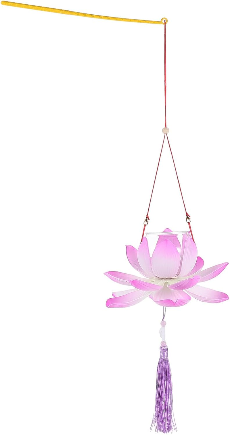 BCOATH DIY Lotus Lantern Kit Small Purple Handheld Festival Lantern Pendant Craft Supplies for Mid-Autumn Festival &rsquo; Holiday Decor image number 4