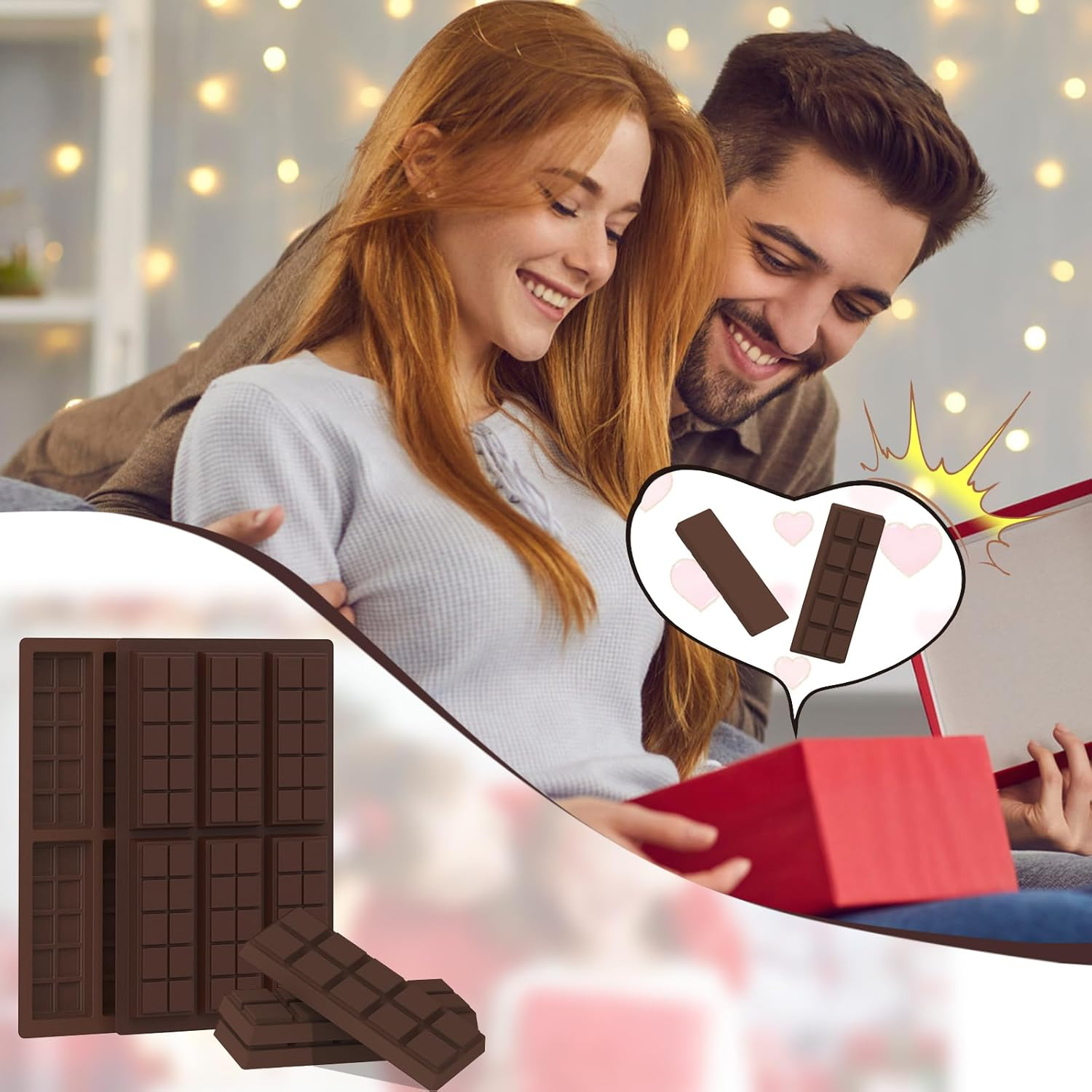 Bighan 2 Pack Chocolate Molds, Chocolate Bar Molds Milk Chocolate Bar Silicone Chocolate Mold Food Grade Silicone Chocolate Bar Mold Kitchen Baking 6 * 10 Mould and Scraper image number 4