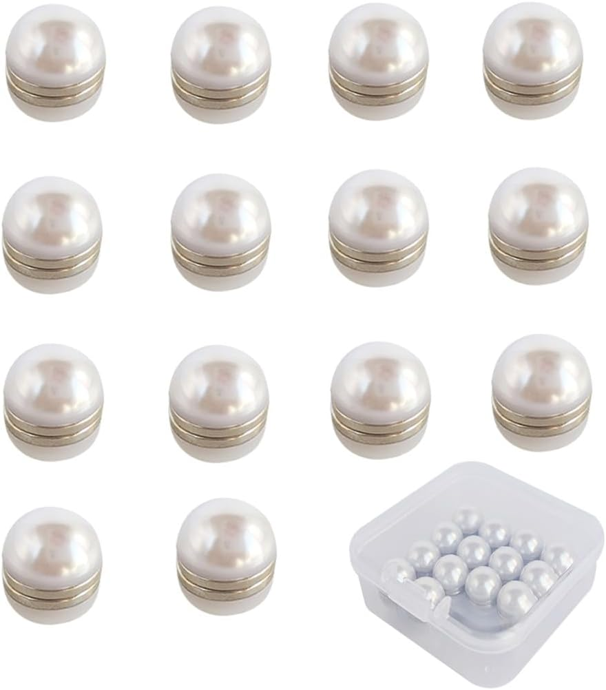 14 Set Wedding Veil Weights Magnetic Pearls, Pearl Magnet for Wedding Dress Decoration, Double-Sided Artificial Pearl Magnetic Button，Pearl Decoration, Bridal Jewelry, White, 1 * 1CM