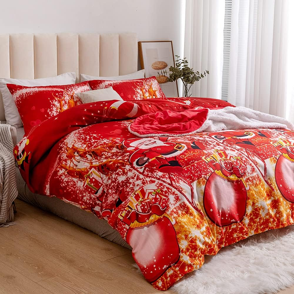 Father Christmas Royal Santa Claus Merry Santa Xmas Duvet Quilt Cover & Pillowcase Bedding Set Multi-Colour Snowman Presents Set Ultra Soft Easy Care, Modern Design (Christmas Bears, Single)