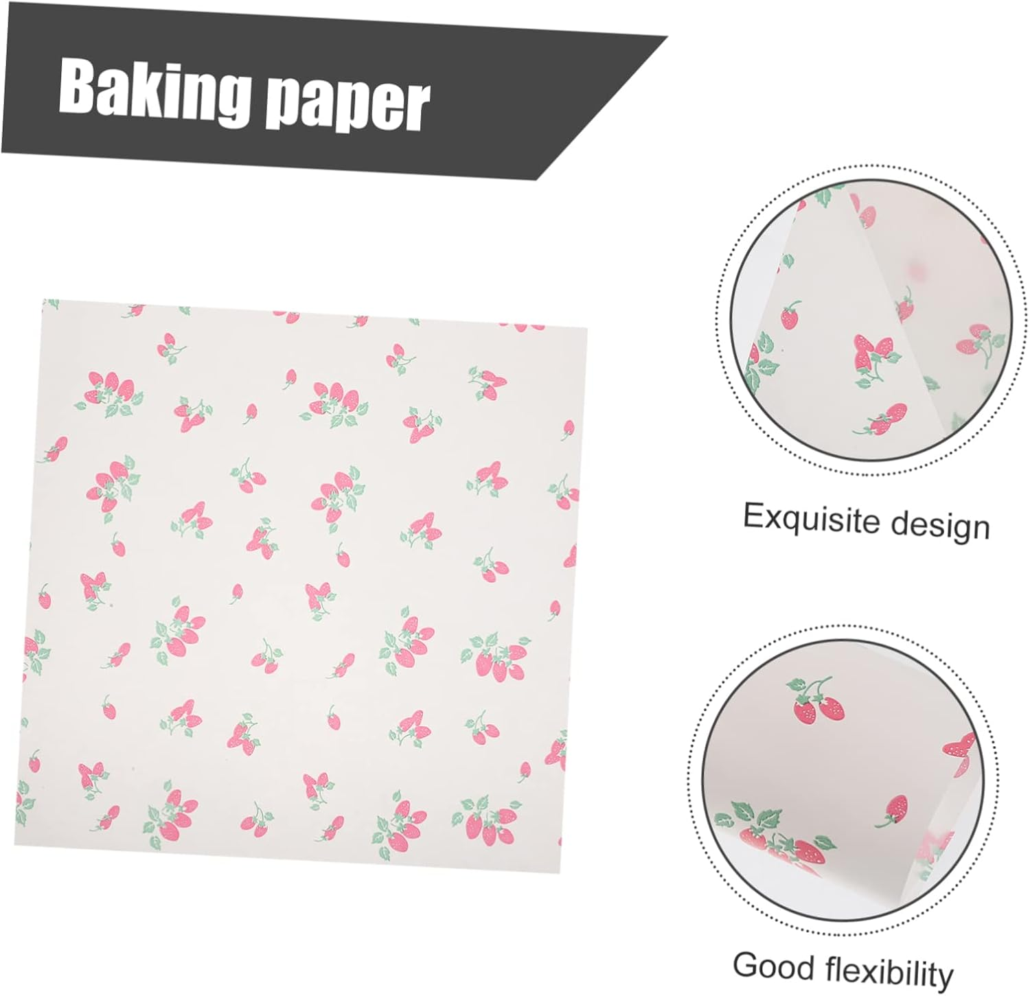 Grease-Proof Food Wraps Baking Paper Pad 50 Sheets Strawberry Pattern Anti-Oil Food Packing Paper Household Cake Parchment for Sandwiches Burgers Wrapping - White image number 5