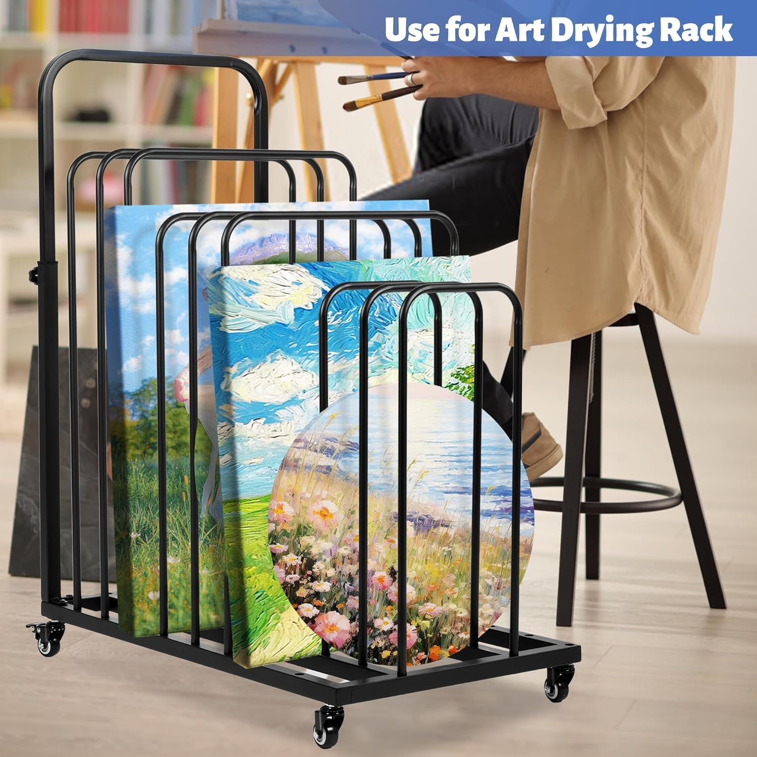 Mosegor Armrest Easel Art Drying Painting Rack Art Storage Easel Display Stands，Suitable for Drying Canvas Boards, Painting Boards, Crafts, （Black） image number 2