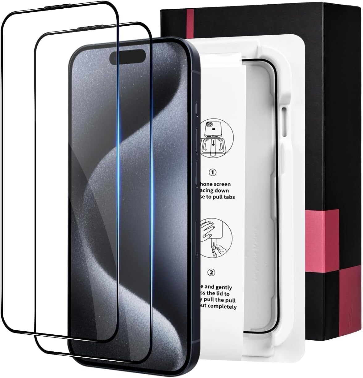 FOR Iphone 17/16/15 PRO MAX plus Screen Protector (2 Pack), HD Tempered Glass 9H Hardness, Anti-Scratch, Bubble-Free Installation Frame, Anti-Fingerprint, Case Friendly Screen Guard for Iphone plus Models image number 2