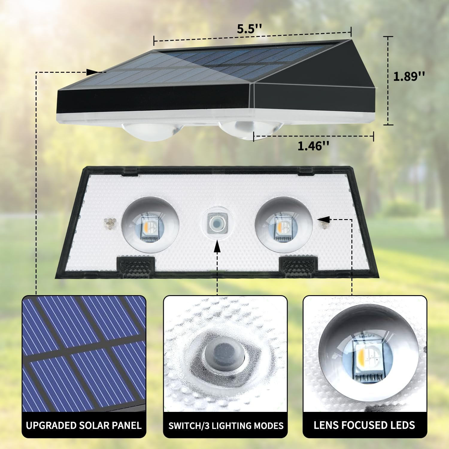 Solar Fence Lights Outdoor Garden, 8 Modes Solar Wall Lights Warm White & RGB Colors Waterproof Solar Lights for Outside, Backyard, Patio, Deck, Stair, Step, Railing (6 Pack)