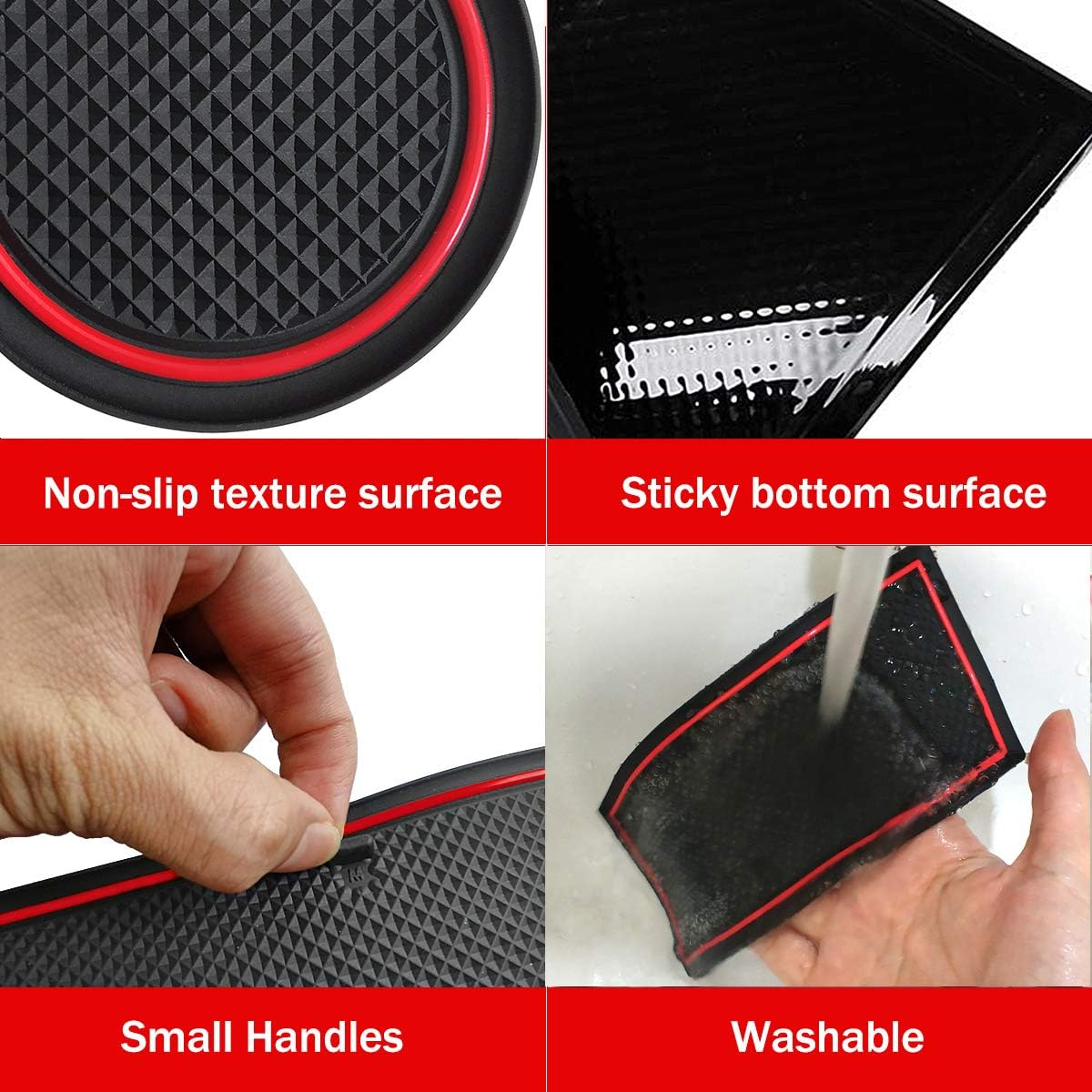 Auovo 2021 Anti-Dust Mats for Kia Sportage KX5 Accessories 2017 2018 2019 2020 2021 2022 Custom Interior Cup Holder Inserts Center Console Door Pockets Liners 15Pcs (Red Trim) - Blue image number 2