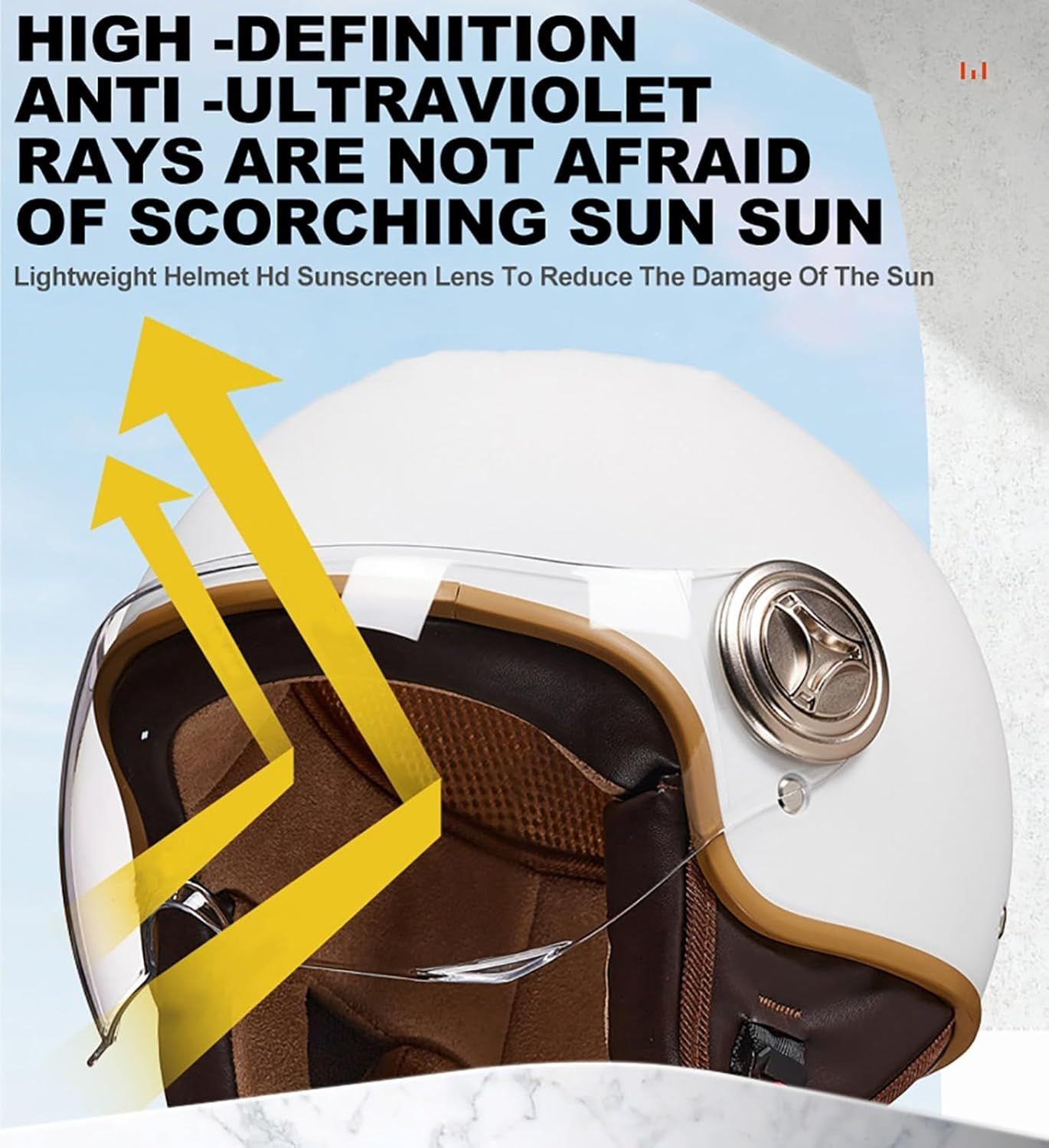 Vintage Open Face Motorcycle Helmet, Retro Electric Motorcycle Half Helmets with Visor, ECE Certified 3/4 Vintage Jet Biker Helmet, Universal Men and Women A,L/(59~60Cm) image number 6