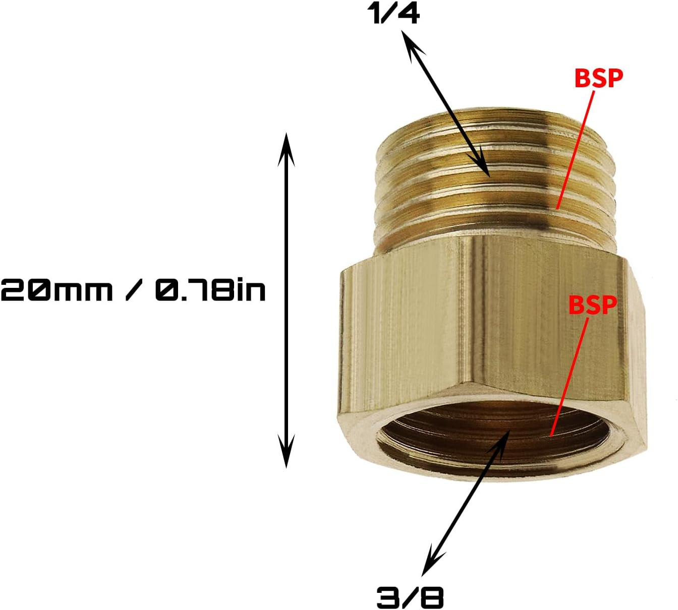 Emsea 4X Brass 3/8 Inch Female Pipe X 1/4 Inch Male Pipe Reducing Conversion Adapters