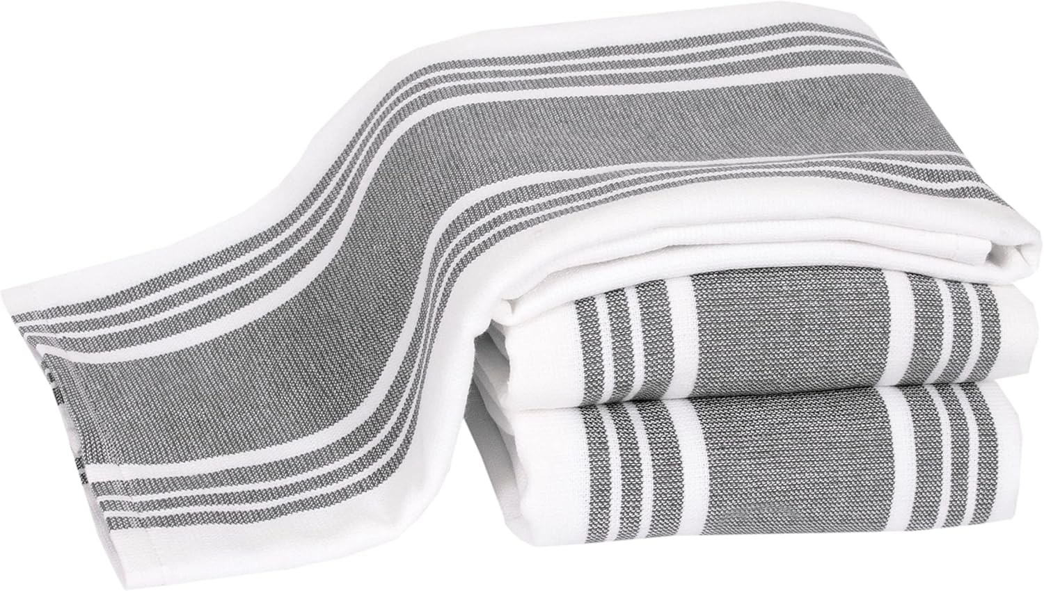 All-Clad Dish Towels Dual Purpose Reversible, 100% Absorbent Cotton, Kitchen Towels Set of 3 Striped, 17" X 30", 3-Pack Pewter Textiles