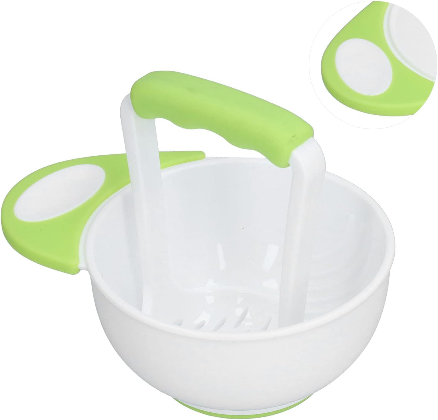 Baby Food Masher Bowl Non Slip Long Handle Fruit Vegetable Puree Mash Bowl with Grinding Rod Applicable for Babies
