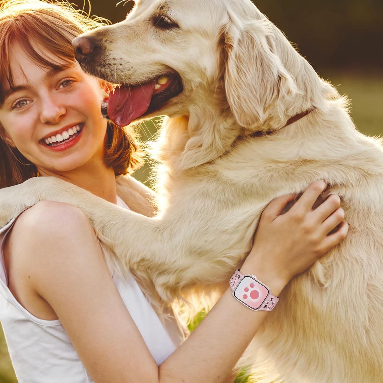 Ocaer Compatible with Apple Watch Strap 49Mm 46Mm 45Mm 44Mm 42Mm 41Mm 40Mm 38Mm, Soft Cute Silicone Bands for Iwatch Series 11 10 9 8 7 6 5 4 Ultra 3 SE 3 2 1, Fancy Dog Paw Printed Bracelet, Women image number 6