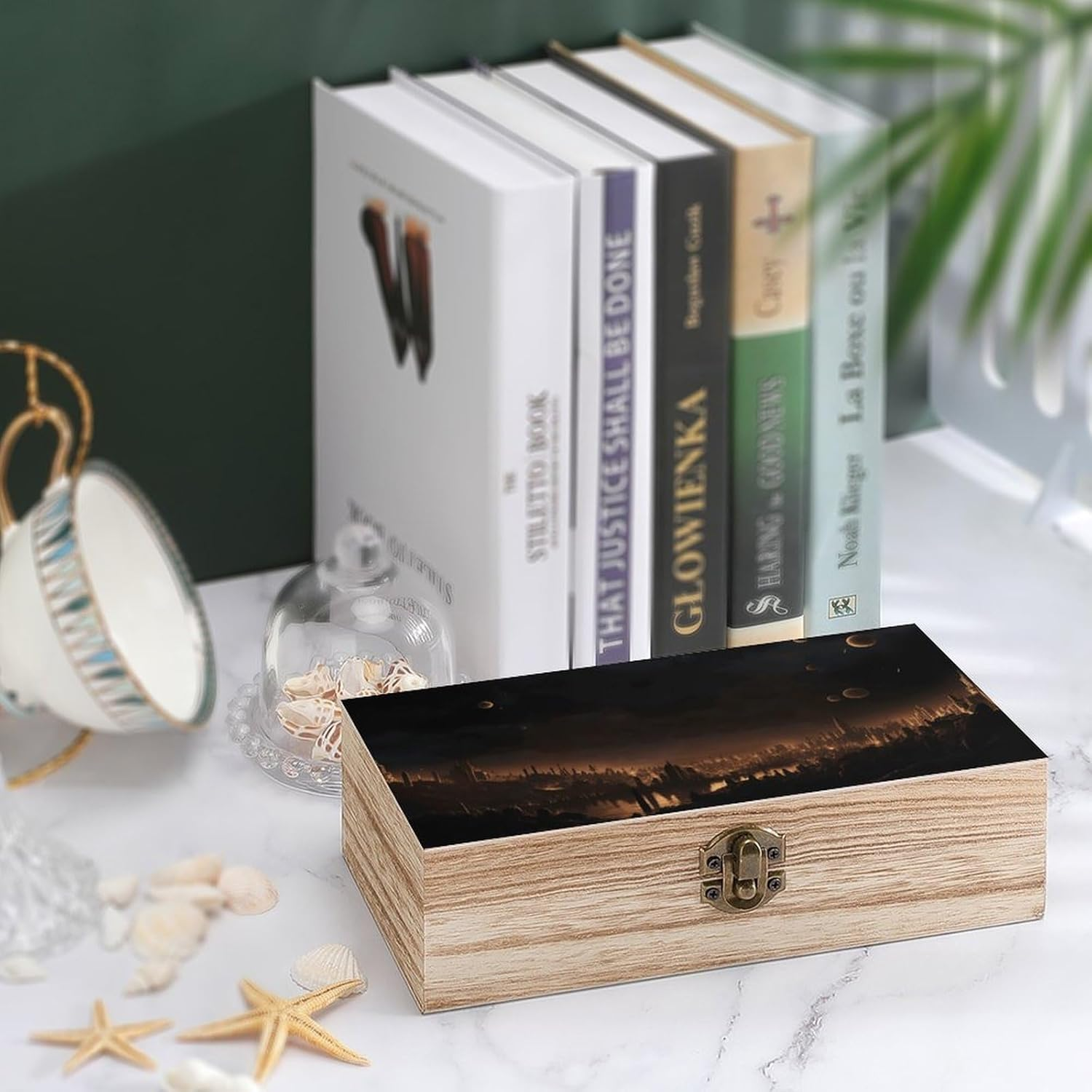 City in the Dark Wooden Box Wood Wedding Keepsake Boxes with Lids Small Decorative Boxes Lightweight Wooden Memory Storage Box for Crafts Keepsakes Jewelry Photo Letter Storage image number 6