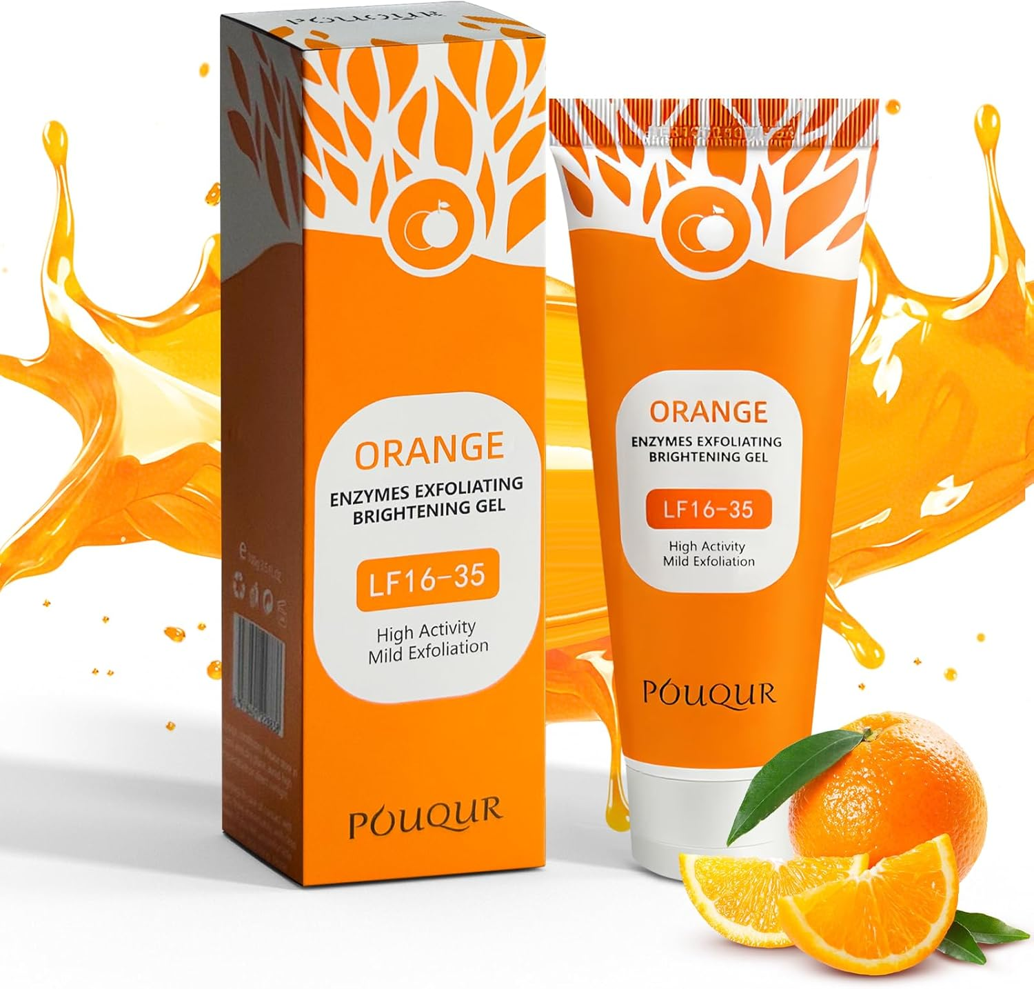 Orange Enzyme Exfoliating Gel, Gentle Face-Body Peeling Cleanser for Dead Skin Removal Deep Cleansing Brightening Hydrating Smoothing Facial Exfoliator with Natural Citrus Extracts 100G image number 5