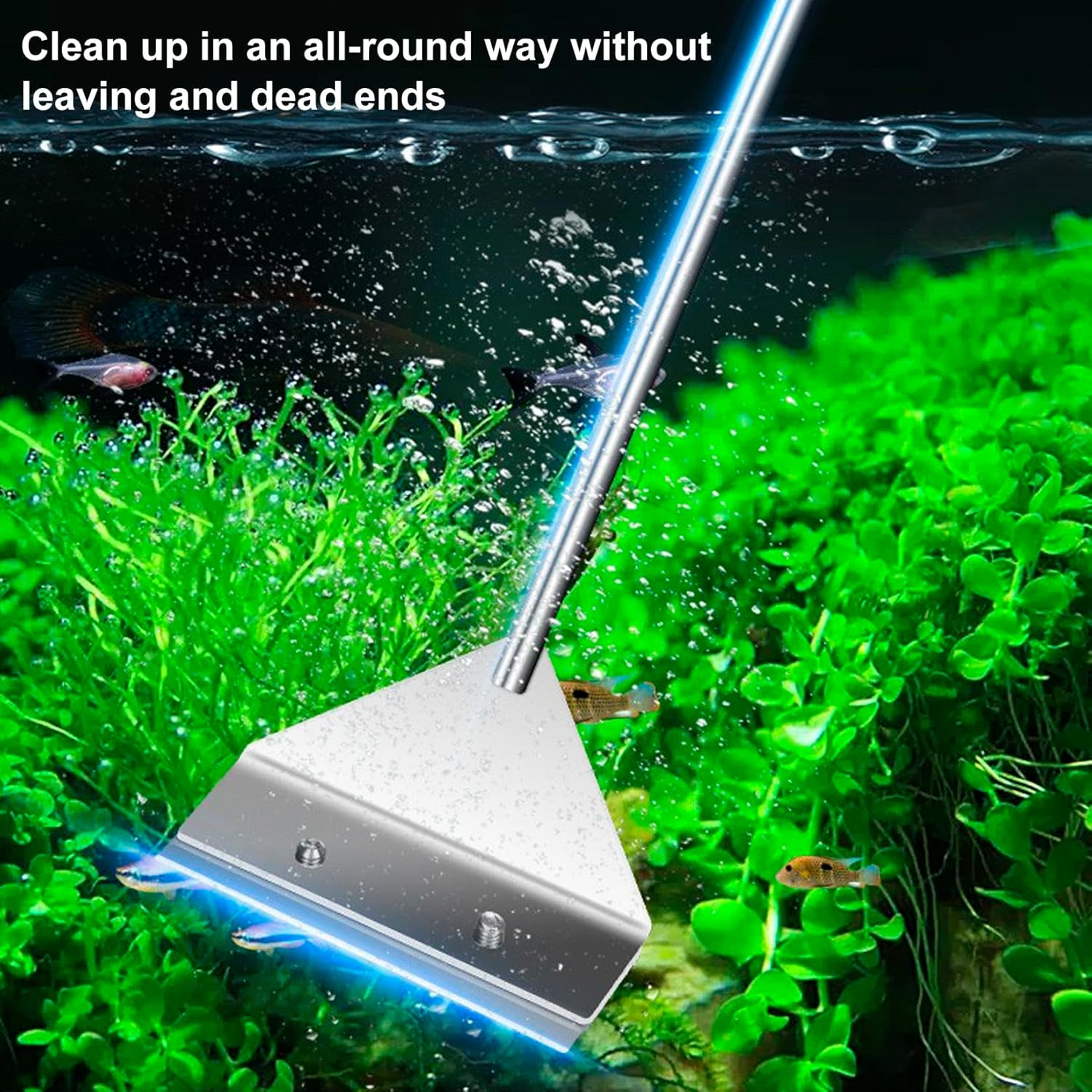 Yukihalu Aquarium Algae Scraper Fish Tank Cleaner, Stainless Steel, Come with 10 Blades, 66Cm Length, Used for Glass Aquarium Fish Tank
