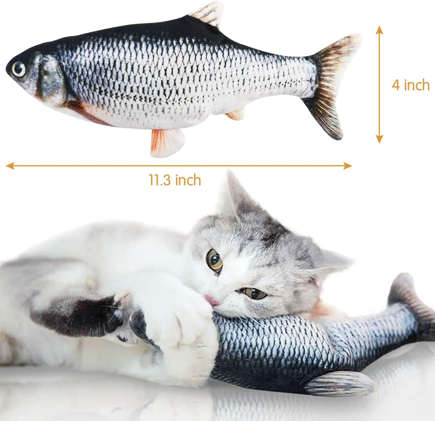 Flopping Fish Toy for Dogs, Interactive Floppy Fish Dog Toy, Dancing Wiggle Cat Kicker Fish Catnip Toys, Electric Realistic Funny Flipping Catfish Toy for Dog Cat Exercise image number 6