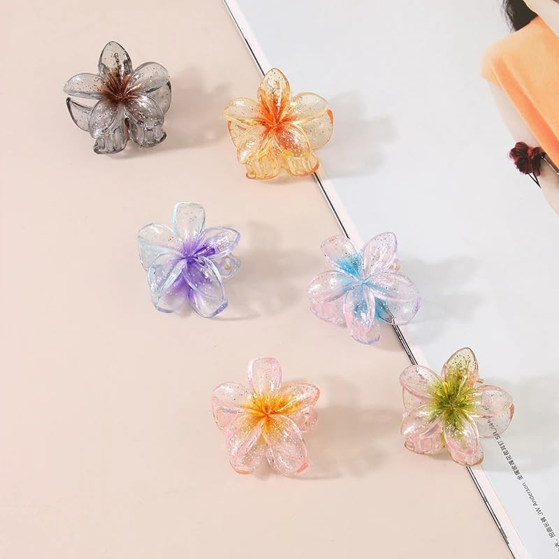 Hair Claw Clips Fashion 4CM Plastic Flower Small Hair Claw Hairpin Candy Color Monochromatic Hair Clip Headwear Hair Accessories image number 1