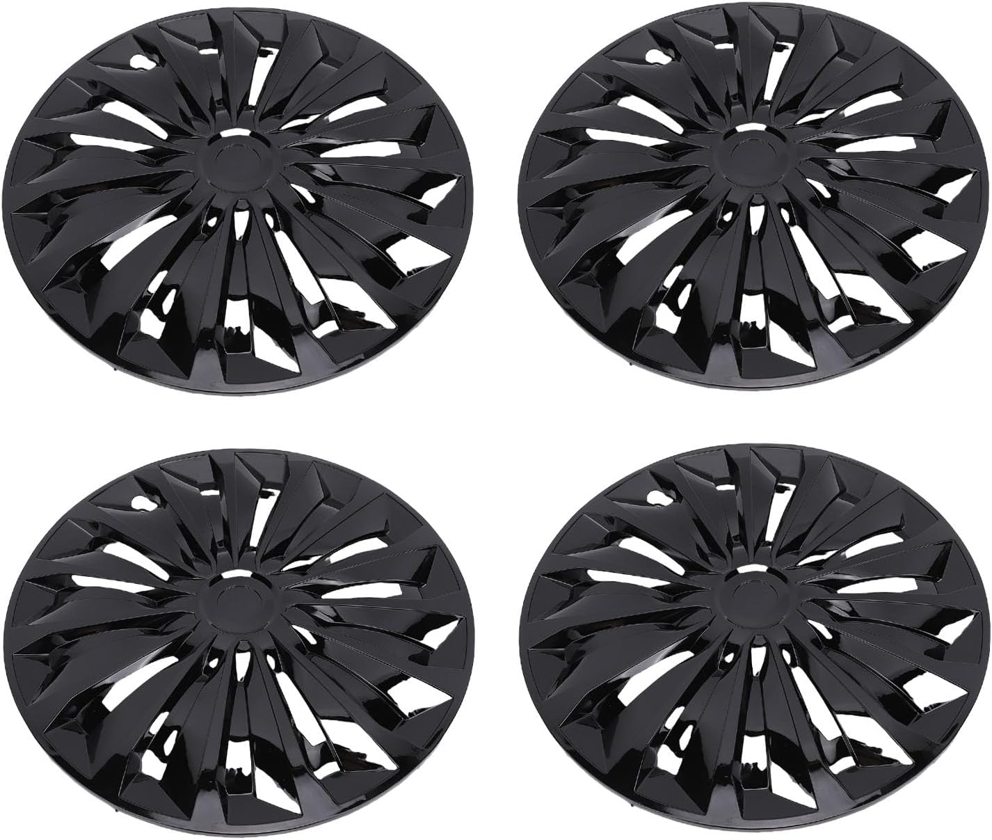 Jiawu Hubcaps 4-Pack Kit, 15 Inch Hub Caps Set of 4 Wheel Covers with Universal Rings, ABS Plastic Car Rims for Most Cars Truck SUV (Silver Black)