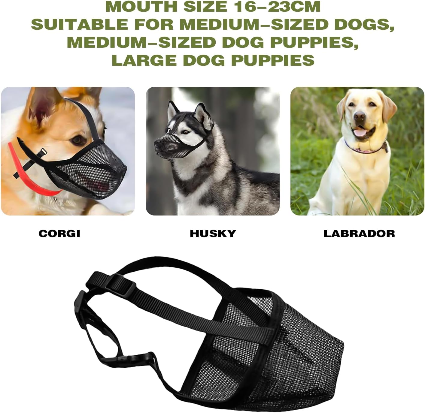 Muzzle for Dogs, Mesh Dog Muzzle for Dogs with Rounded Mesh, Dog Muzzle to Prevent Eating, Biting, Chewing, Muzzle for Small, Medium and Large Dogs (L) image number 4