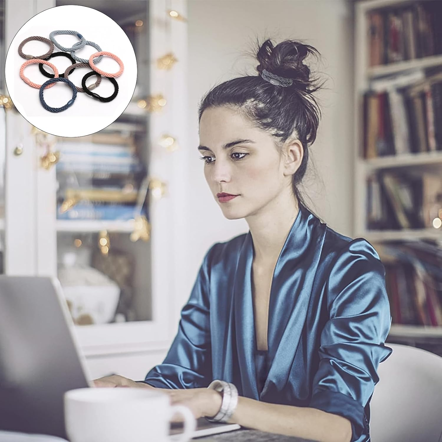 Pack of 12 Braided Hair Scrunchies, Hair Bobbles Ladies, Plait Holder, Braided Hair Scrunchies, for Women and Girls, Elastic Hair Bobbles, Reusable image number 2