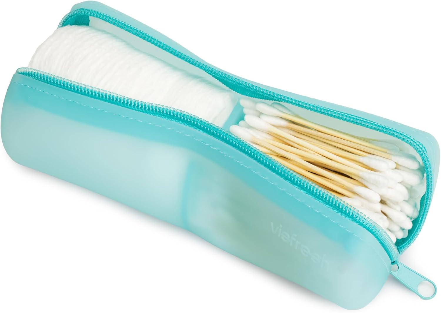 Visfresh Cotton round Swab Travel Case, 2 in 1 Portable Hair Accessories Organizer, Hair Tie and Bobby Pin Holder, Travel Qtips Case, Purse Organization, Floss Holder