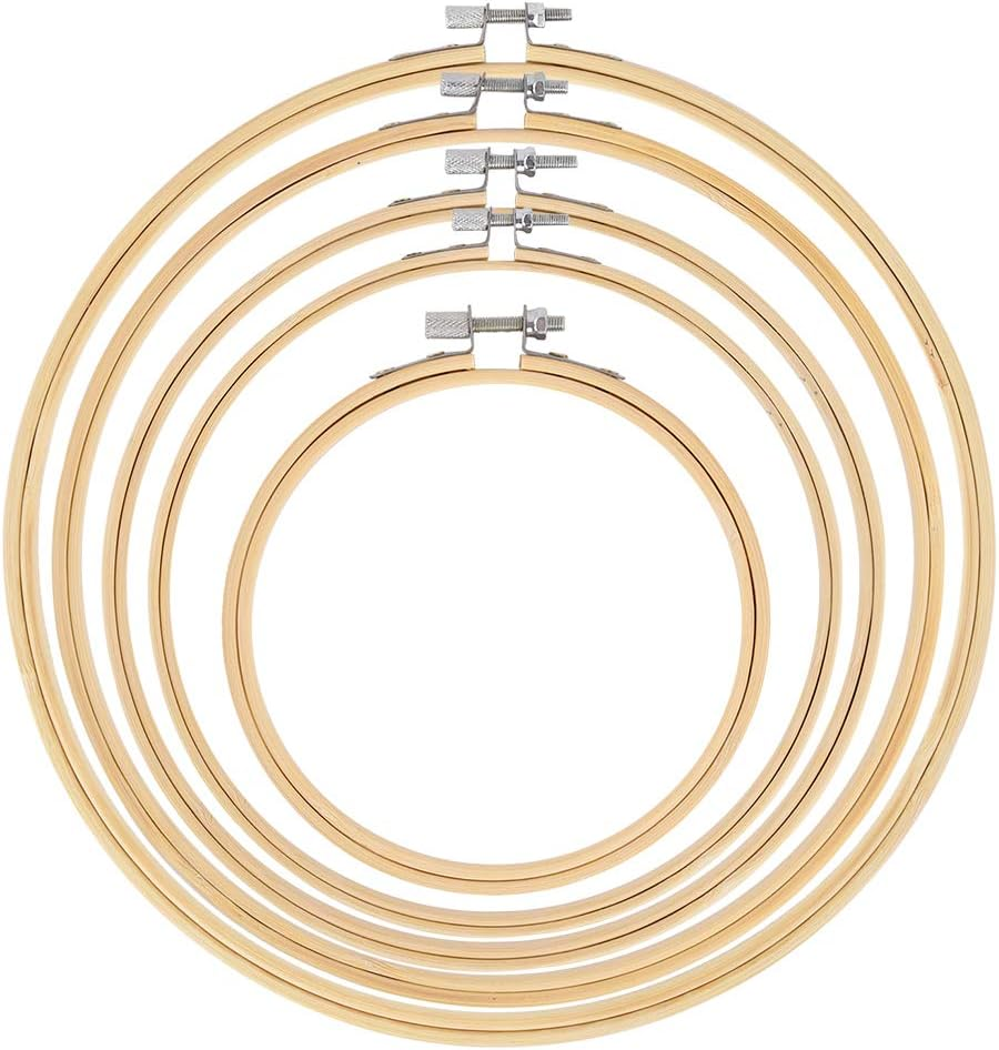 5 Pieces Assorted Sizes Bamboo Hoops Large Embroidery Hoop 5 to 10 Inches Circle Cross Stitch Ring Hoop image number 1